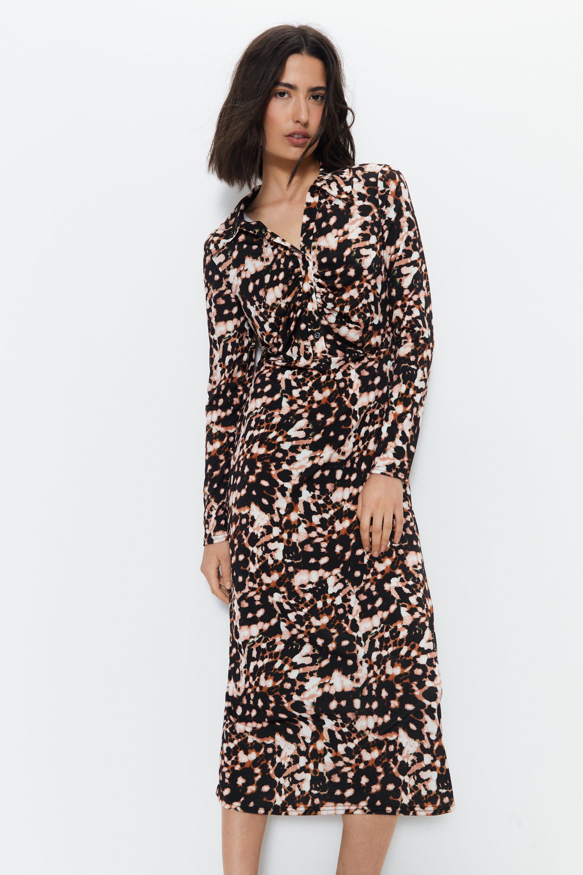 Warehouse mixed store animal shirt dress