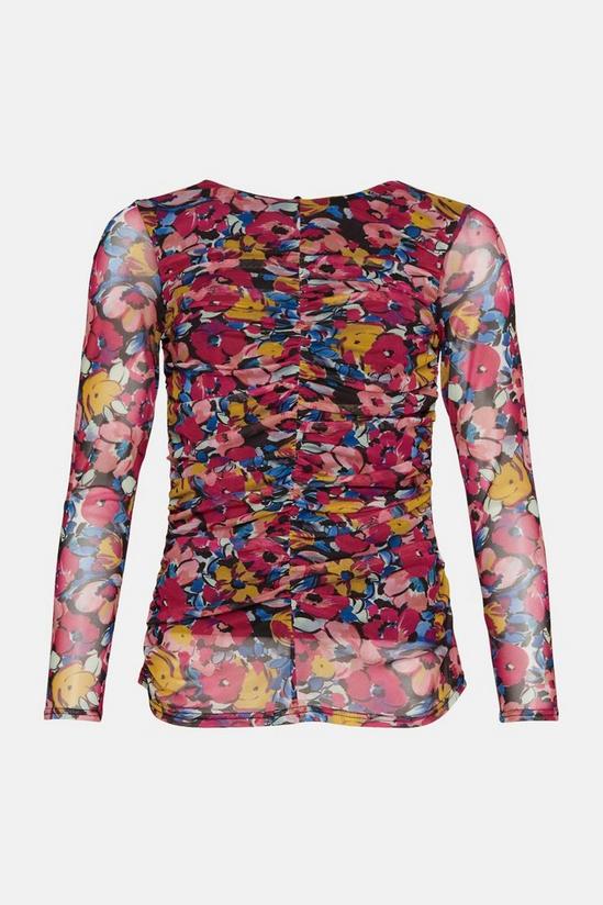 Warehouse Floral Print Long Sleeve Ruched Top 4