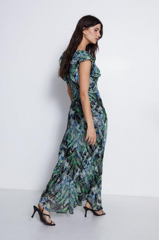 Warehouse Floral Printed Metallic Midi Dress 5