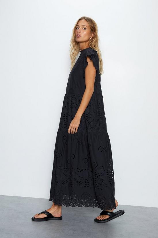 Warehouse Broderie Mix Tiered Midi Dress 3