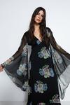 Warehouse Waterfall Sleeve Plunge Floral Maxi Dress thumbnail 2
