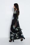 Warehouse Waterfall Sleeve Plunge Floral Maxi Dress thumbnail 3