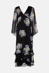 Warehouse Waterfall Sleeve Plunge Floral Maxi Dress thumbnail 4