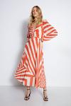 Warehouse Stripe Pleated Plunge Maxi Dress thumbnail 1