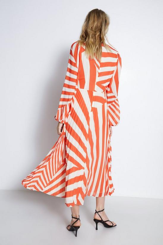 Warehouse Stripe Pleated Plunge Maxi Dress 5