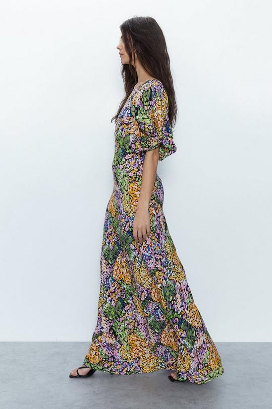Warehouse Patchwork Ditsy Puff Sleeve Maxi Dress 3