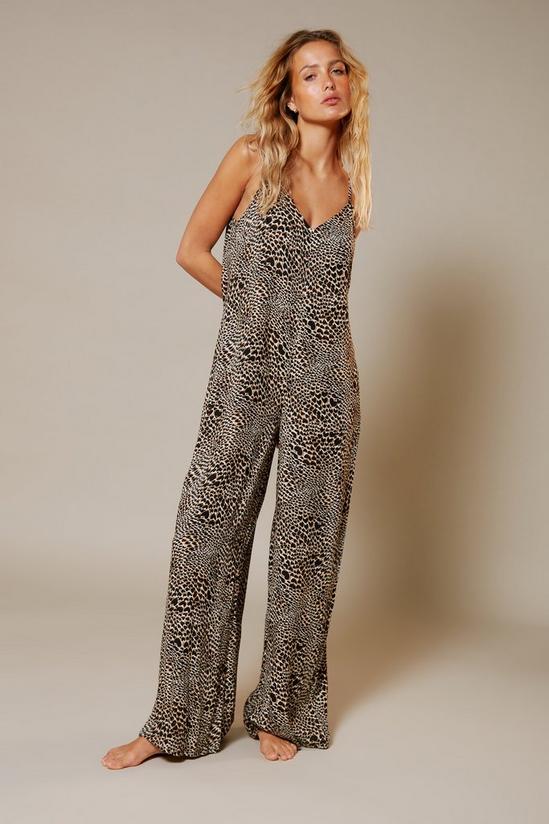 Warehouse Animal Crinkle Slouchy Cover Up Jumpsuit 1
