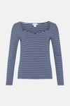 Warehouse Striped Clean Cotton Sweetheart Neck Long Sleeve Top thumbnail 4