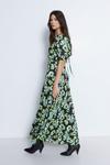 Warehouse Floral Printed Ruched Sleeve Pleated Midi Dress thumbnail 3