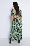 Warehouse Floral Printed Ruched Sleeve Pleated Midi Dress thumbnail 4