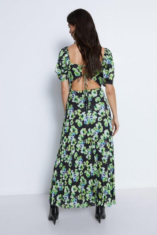 Warehouse Floral Printed Ruched Sleeve Pleated Midi Dress 4