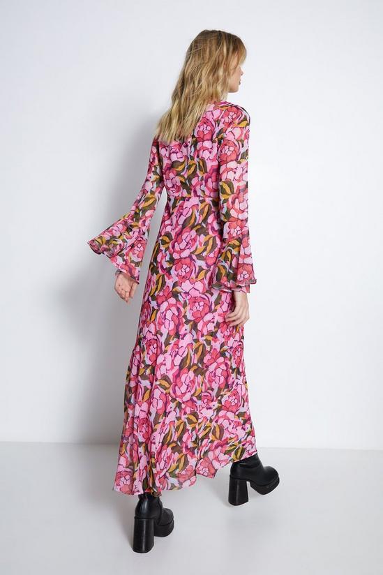 Warehouse Floral Printed V Neck Fluted Sleeve Maxi Dress 5