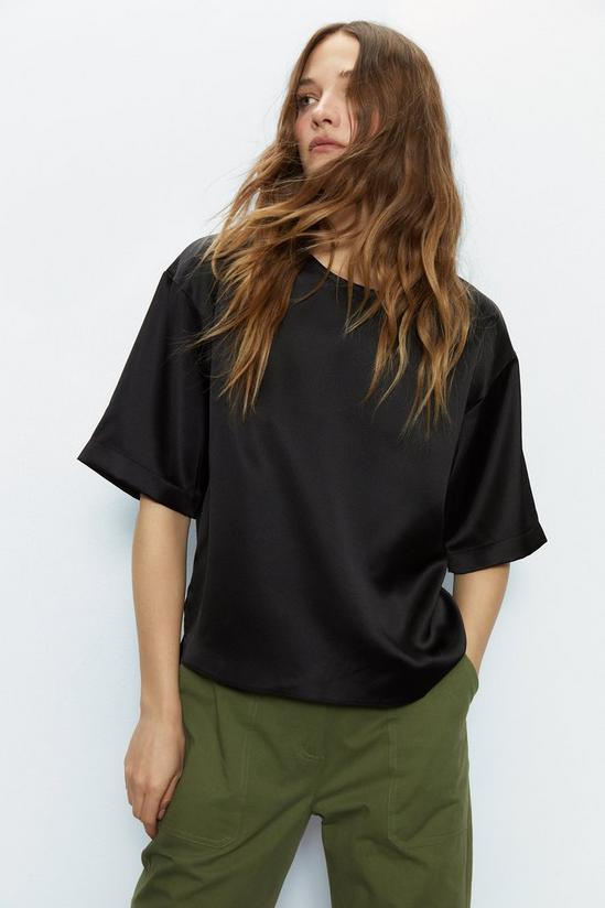 Warehouse Relaxed Fit Boxy Satin Tee 1