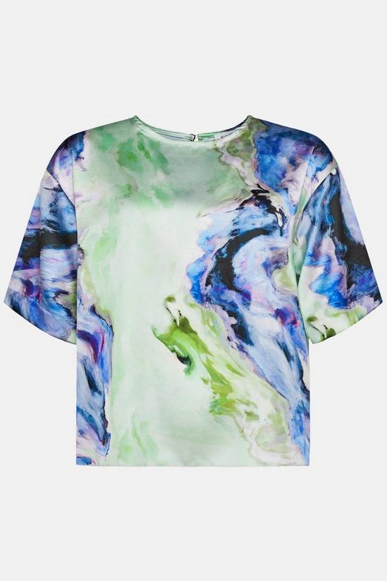 Warehouse Marble Printed Relaxed Fit Boxy Satin Tee 4