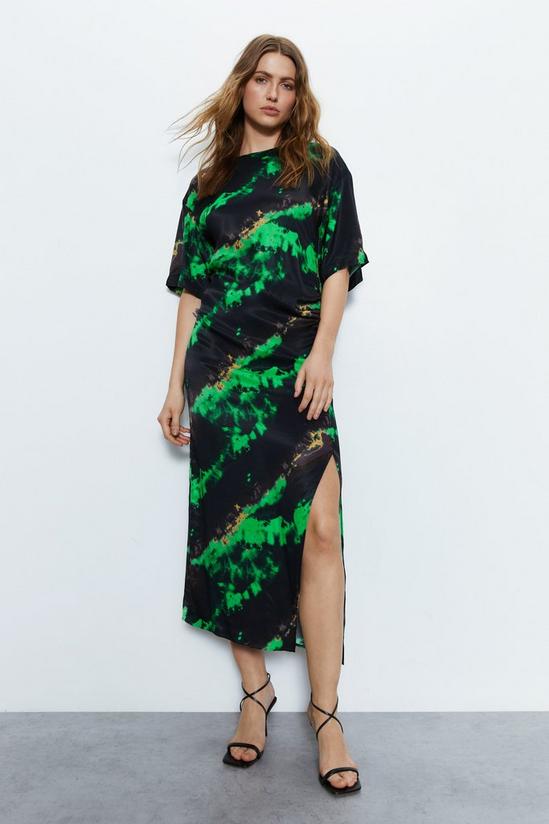 Warehouse Premium Printed Midi Dress With Side Split 1