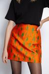 Warehouse Jacquard Orange Print Mini Skirt thumbnail 3