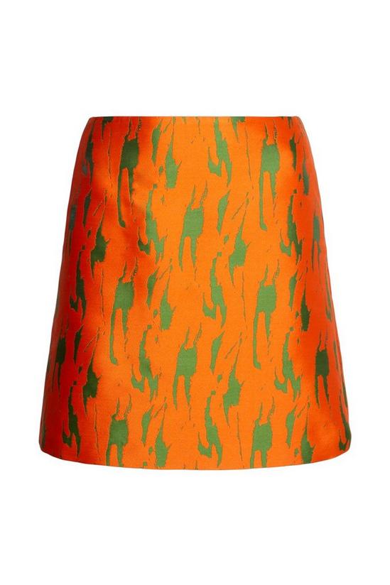 Warehouse Jacquard Orange Print Mini Skirt 4