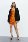 Warehouse Jacquard Orange Print Bandeau Mini Dress thumbnail 1