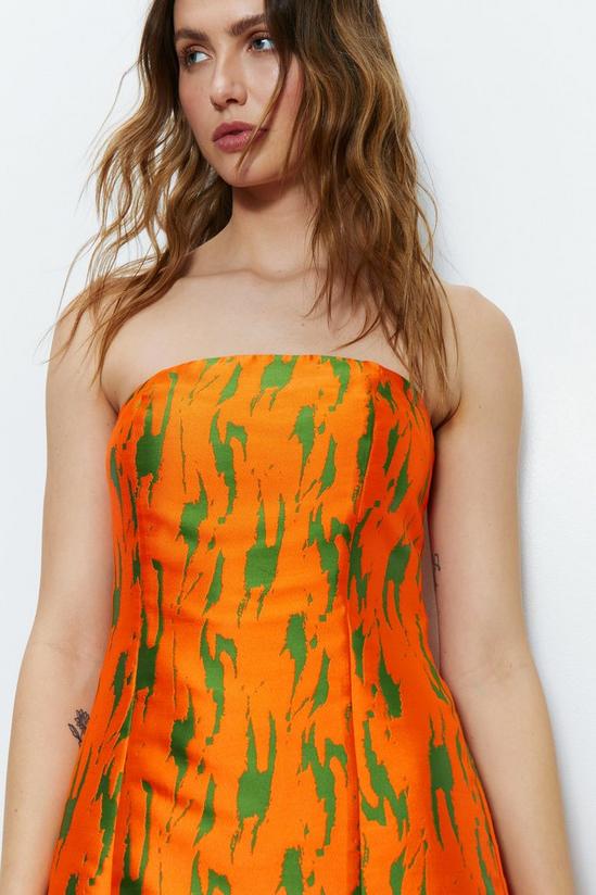 Warehouse Jacquard Orange Print Bandeau Mini Dress 2