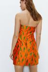 Warehouse Jacquard Orange Print Bandeau Mini Dress thumbnail 4