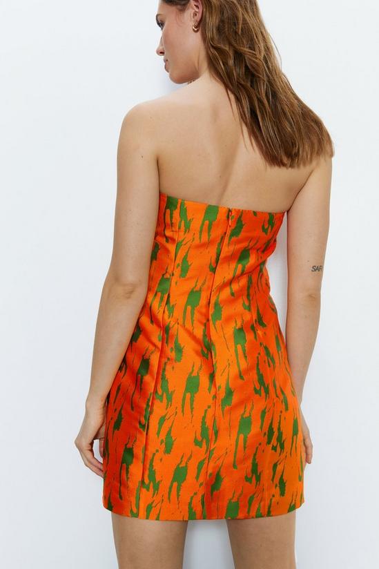 Warehouse Jacquard Orange Print Bandeau Mini Dress 4