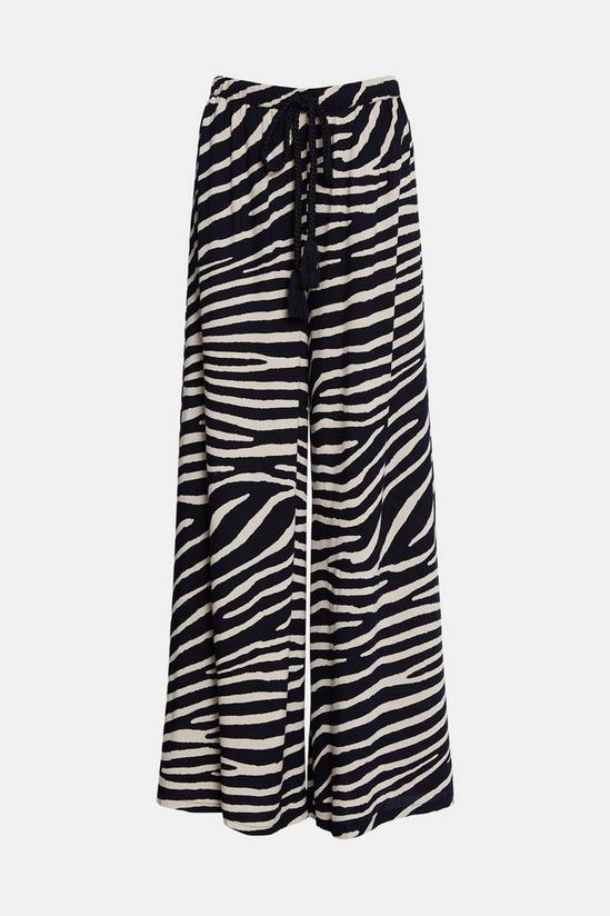 Warehouse Rayon Zebra Rope Waist Floss Wide Leg Trouser 4