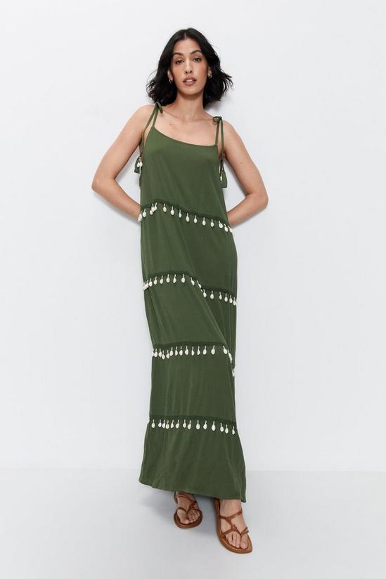 Warehouse Crinkle Viscose Shell Tiered Maxi Dress 1