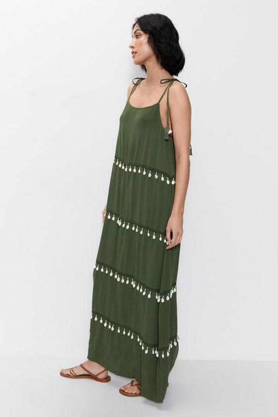 Warehouse Crinkle Viscose Shell Tiered Maxi Dress 3