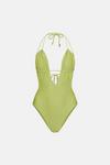Warehouse Wooden Bead Trim Cut Out Tie Front Swimsuit thumbnail 4