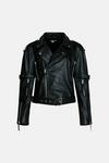 Warehouse Premium Real Leather Buckle Detail Jacket thumbnail 4