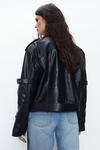 Warehouse Premium Real Leather Buckle Detail Jacket thumbnail 5