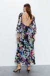 Warehouse Abstract Print Fluted Sleeve Plunge Maxi Dress thumbnail 4
