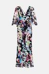 Warehouse Abstract Print Fluted Sleeve Plunge Maxi Dress thumbnail 5