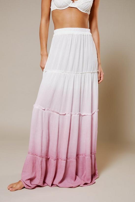 Warehouse Crinkle Viscose Ombre Tiered Maxi Skirt 2
