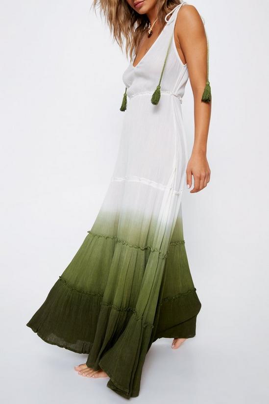 Warehouse Crinkle Viscose Ombre Tiered Tie Maxi Dress 1