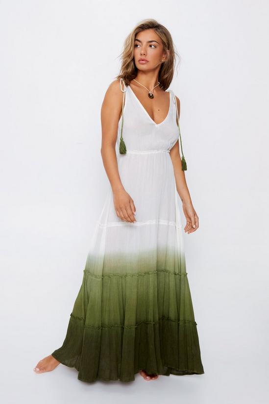 Warehouse Crinkle Viscose Ombre Tiered Tie Maxi Dress 2