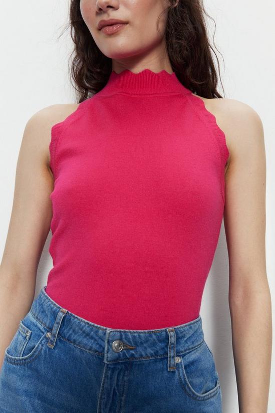 Warehouse Jacquard Halter Neck Knitted Top 2