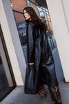 Warehouse Premium Real Leather Contrast Stitch Duster Coat thumbnail 5