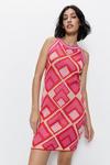 Warehouse Halter Neck Printed Knitted Mini Dress thumbnail 1