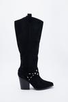 Warehouse Suede Harness Detail Knee High Cowboy Boot thumbnail 1