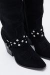 Warehouse Suede Harness Detail Knee High Cowboy Boot thumbnail 3