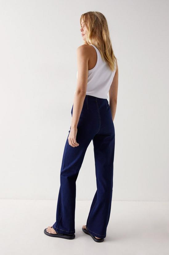 Warehouse Contrast Stitch Seam Front Flared Jeans 4