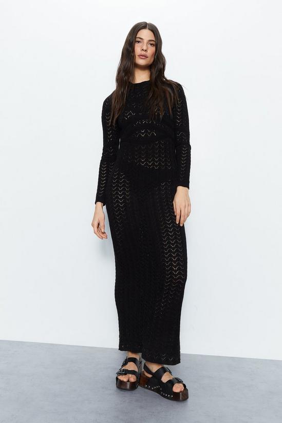 Plus Size Long Sleeve Open Back Crochet Maxi Dress
