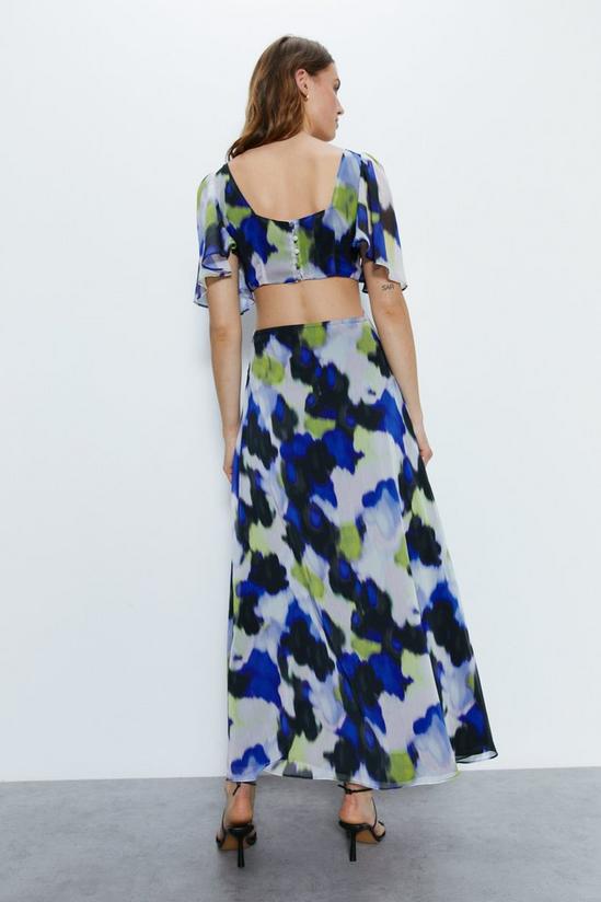 Warehouse Blurred Print Cut Away Midi Dress 4
