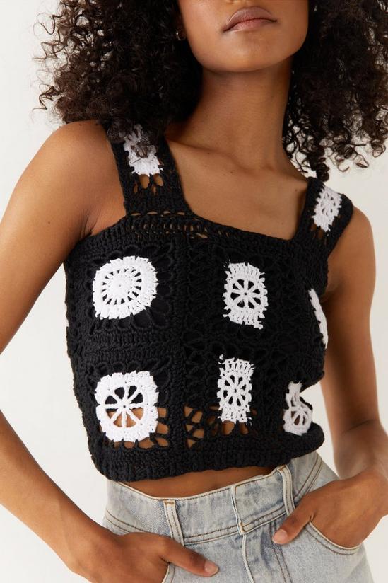 Warehouse Square Neck Crochet Ruched Front Top 1