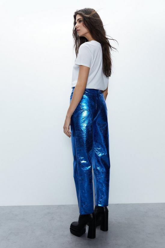 Warehouse Crackle Faux Leather Straight Leg Trouser 4