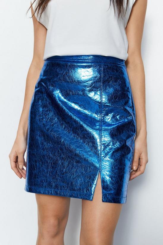 Warehouse Crackle Faux Leather Mini Skirt 3