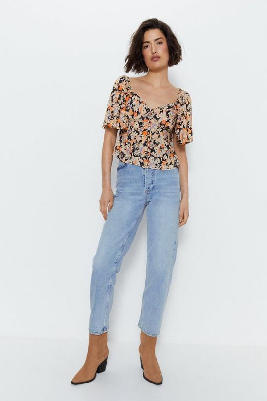 Warehouse Floral Angel Sleeve Button Front Top 2