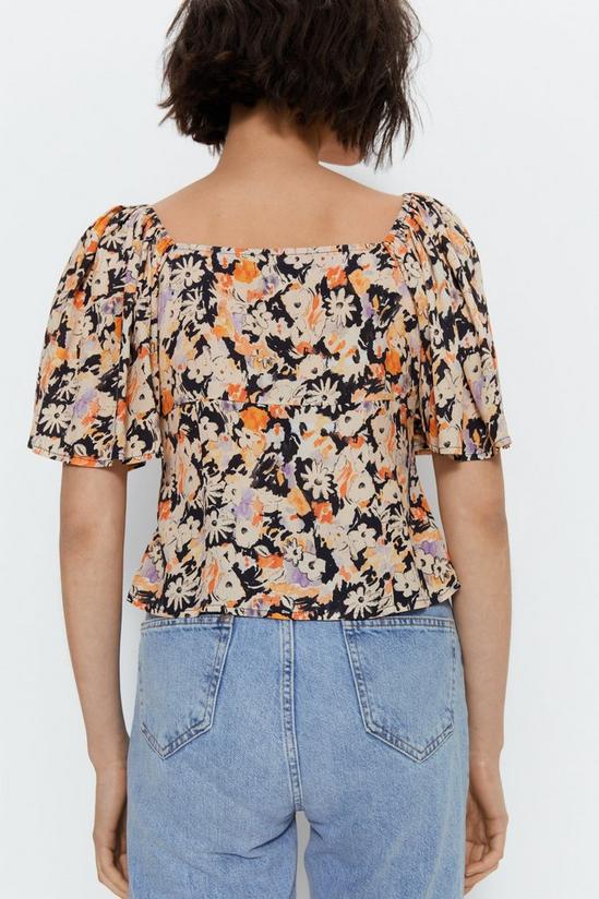 Warehouse Floral Angel Sleeve Button Front Top 4