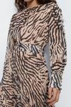 Warehouse Polyester Zebra Pleated Midi Dress thumbnail 1